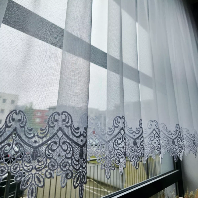 Firana Gipiura 1 pas - Firana na wymiar MARTA - idealna na komplet balkonowy - niegniotąca, bez prasowania
